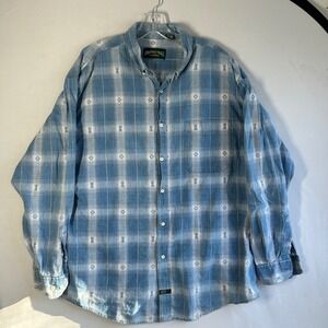 American Eagle Outfitters Vintage Mens XL Blue Plaid Southwestern Cotton Shirt